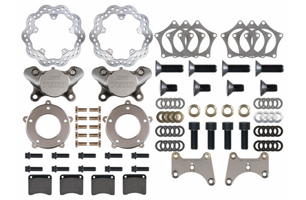 TRZ 326-4 (70-81 Camaro/75-79 Nova) 2" Drop Billet Spindle 2 Piston Spindle Mount Wheel Front Brake Kit