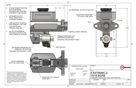 2nd Gen Camaro / Firebird TBM Modular 15/16" Bore Billet Master Cylinder Conversion Kit