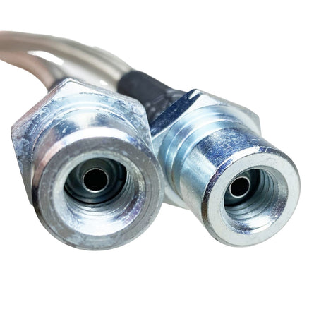 S550 Mustang Front Brake Line Kit +3" From Stock Length -03AN 90° Female on Caliper End, 010-0250