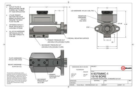 1995-04 S10 / Sonoma Blazer / Jimmy TBM Modular 15/16" Bore Billet Master Cylinder Conversion Kit