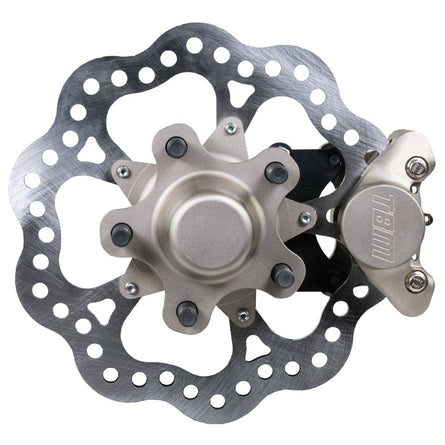 TRZ 326-MUS-22 (79-04 Mustang) 2" Drop Billet Spindle Lightweight 2 Piston Front Brake Kit (5 on 4.50 Hubs)